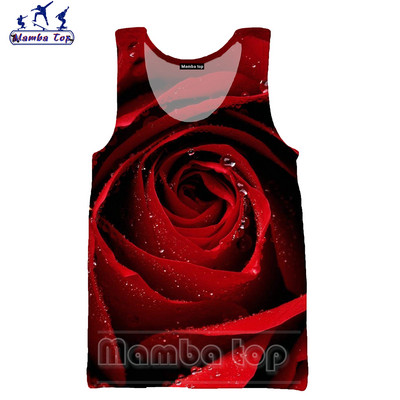 Mamba Tops 3D Krāsu Drukas Sukulenti Ziedi Vīriešu Topi Krāsaini Rožu Veste Sieviešu Krekls Skaisti Krizantēmas Tējas bez piedurknēm