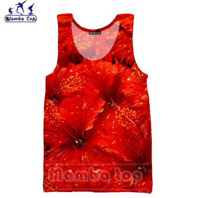 Mamba Tops 3D Krāsu Drukas Sukulenti Ziedi Vīriešu Topi Krāsaini Rožu Veste Sieviešu Krekls Skaisti Krizantēmas Tējas bez piedurknēm