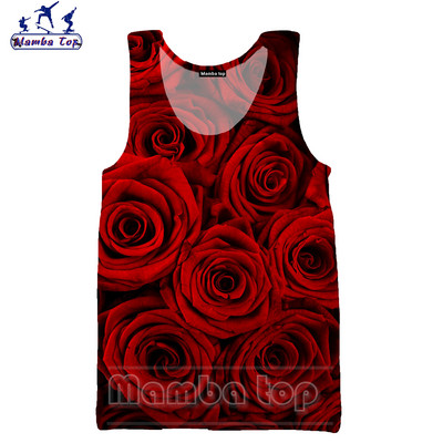 Mamba Tops 3D Krāsu Drukas Sukulenti Ziedi Vīriešu Topi Krāsaini Rožu Veste Sieviešu Krekls Skaisti Krizantēmas Tējas bez piedurknēm