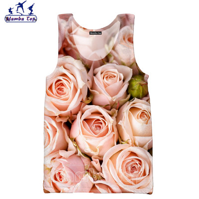 Mamba Tops 3D Krāsu Drukas Sukulenti Ziedi Vīriešu Topi Krāsaini Rožu Veste Sieviešu Krekls Skaisti Krizantēmas Tējas bez piedurknēm
