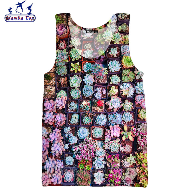 Mamba Tops 3D Krāsu Drukas Sukulenti Ziedi Vīriešu Topi Krāsaini Rožu Veste Sieviešu Krekls Skaisti Krizantēmas Tējas bez piedurknēm