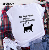 JFUNCY 2021 Modes Krāsa Korejiešu Sieviešu T krekls Vasaras karikatūra Druka 90. gadu meiteņu topi ar īsām piedurknēm, brīvi sieviešu T-krekli