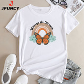 JFUNCY 2022, tricou din bumbac pentru femei, tricou cu mânecă scurtă de vară, ocazional pentru femei, topuri largi, tricouri grafice, cămăși