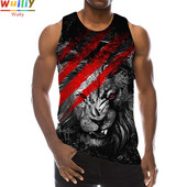 Zvēru topi vīriešiem Vasaras Lion Graphic 3D Print Lions Vese bez piedurknēm Sports Funny Animals Top Hip Hop Tees Sporta zāles pludmales T krekls