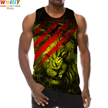 Beast Tops για Άνδρες Summer Lion Graphic 3D Print Lions Αμάνικο γιλέκο Αστεία Ζώα Top Hip Hop Tees Gym Beach Tshirt
