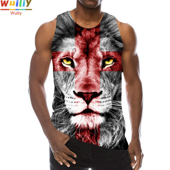 Beast Tops για Άνδρες Summer Lion Graphic 3D Print Lions Αμάνικο γιλέκο Αστεία Ζώα Top Hip Hop Tees Gym Beach Tshirt