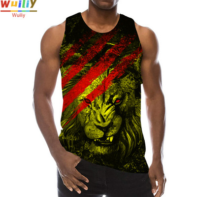 Zvēru topi vīriešiem Vasaras Lion Graphic 3D Print Lions Vese bez piedurknēm Sports Funny Animals Top Hip Hop Tees Sporta zāles pludmales T krekls