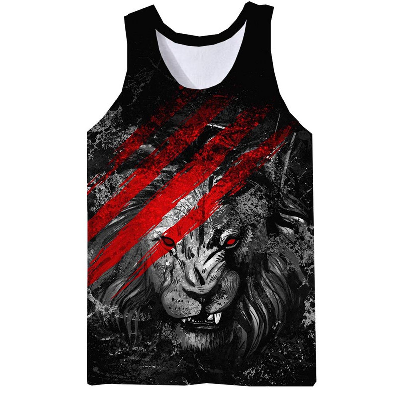 Zvēru topi vīriešiem Vasaras Lion Graphic 3D Print Lions Vese bez piedurknēm Sports Funny Animals Top Hip Hop Tees Sporta zāles pludmales T krekls