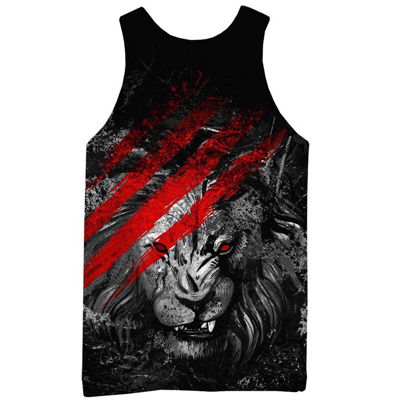 Zvēru topi vīriešiem Vasaras Lion Graphic 3D Print Lions Vese bez piedurknēm Sports Funny Animals Top Hip Hop Tees Sporta zāles pludmales T krekls