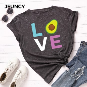 JFUNCY Avocado Love Print T-shirt Κορεάτικη γυναικεία μπλούζα από βαμβάκι καλοκαιρινά μπλουζάκια κοντομάνικα γυναικεία μπλουζάκια γυναικεία πουκάμισα