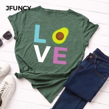 JFUNCY Avocado Love Print T-shirt Κορεάτικη γυναικεία μπλούζα από βαμβάκι καλοκαιρινά μπλουζάκια κοντομάνικα γυναικεία μπλουζάκια γυναικεία πουκάμισα