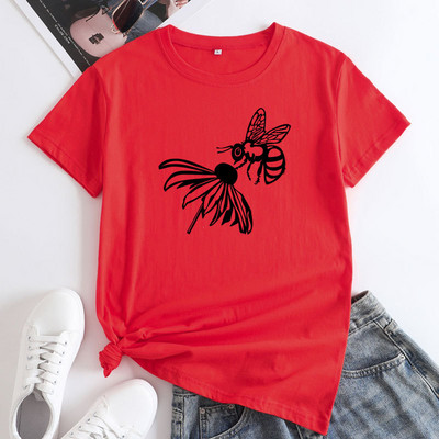 Tricou de vară JFUNCY Tricou cu mânecă scurtă pentru femei Topuri 2022 de modă Tricou din bumbac cu grafic albine de modă Tricou pentru femei Îmbrăcăminte pentru femei