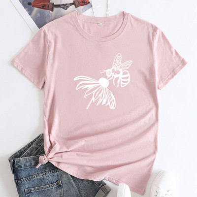 Tricou de vară JFUNCY Tricou cu mânecă scurtă pentru femei Topuri 2022 de modă Tricou din bumbac cu grafic albine de modă Tricou pentru femei Îmbrăcăminte pentru femei