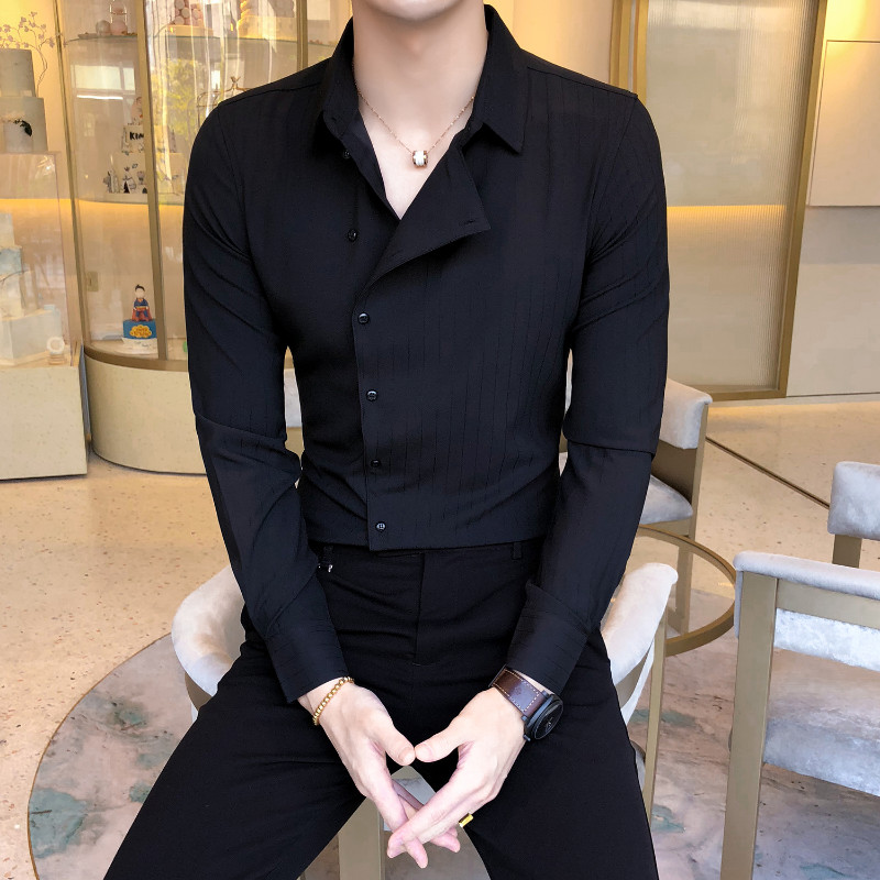 Vīrieši Britu biznesa formāli saviesīgi krekli ar garām piedurknēm vienkrāsains Homme ikdienas tievs sānu priekšpuse Personība ballītei banketu blūze