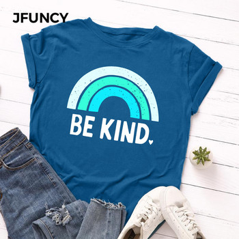 JFUNCY 100% βαμβακερό καλοκαιρινό μπλουζάκι Creative Rainbow printed γυναικείο μπλουζάκι κοντομάνικο γυναικείο μπλουζάκι γυναικείο μπλουζάκι