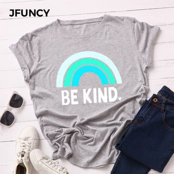 JFUNCY 100% βαμβακερό καλοκαιρινό μπλουζάκι Creative Rainbow printed γυναικείο μπλουζάκι κοντομάνικο γυναικείο μπλουζάκι γυναικείο μπλουζάκι