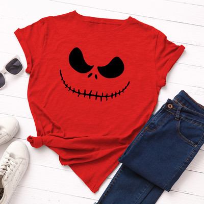 Γυναικεία μπλουζάκια JFUNCY Halloween Evil Print Γυναικεία μπλουζάκια με κοντομάνικο μπλουζάκι Γυναικείο μπλουζάκι casual 2023 Καλοκαιρινό βαμβακερό μπλουζάκι