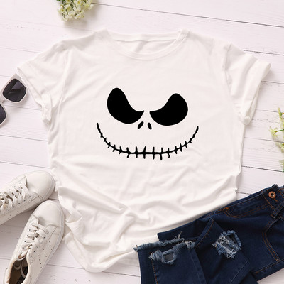 Γυναικεία μπλουζάκια JFUNCY Halloween Evil Print Γυναικεία μπλουζάκια με κοντομάνικο μπλουζάκι Γυναικείο μπλουζάκι casual 2023 Καλοκαιρινό βαμβακερό μπλουζάκι