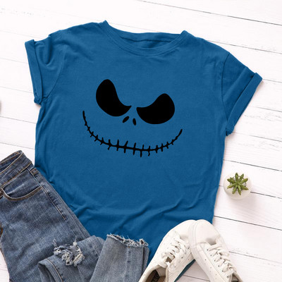 Γυναικεία μπλουζάκια JFUNCY Halloween Evil Print Γυναικεία μπλουζάκια με κοντομάνικο μπλουζάκι Γυναικείο μπλουζάκι casual 2023 Καλοκαιρινό βαμβακερό μπλουζάκι