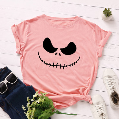 Γυναικεία μπλουζάκια JFUNCY Halloween Evil Print Γυναικεία μπλουζάκια με κοντομάνικο μπλουζάκι Γυναικείο μπλουζάκι casual 2023 Καλοκαιρινό βαμβακερό μπλουζάκι