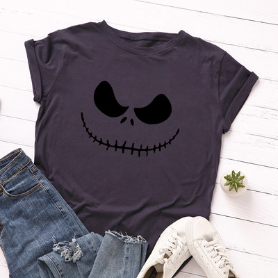 Γυναικεία μπλουζάκια JFUNCY Halloween Evil Print Γυναικεία μπλουζάκια με κοντομάνικο μπλουζάκι Γυναικείο μπλουζάκι casual 2023 Καλοκαιρινό βαμβακερό μπλουζάκι