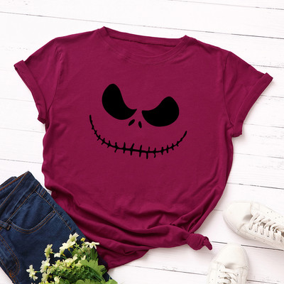 Γυναικεία μπλουζάκια JFUNCY Halloween Evil Print Γυναικεία μπλουζάκια με κοντομάνικο μπλουζάκι Γυναικείο μπλουζάκι casual 2023 Καλοκαιρινό βαμβακερό μπλουζάκι