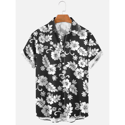 Vabaaja särgid meestele Korea mood, lilleline valge kostüümid, suur särk Keskaegne totoro värvi vintage riided
