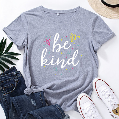 JFUNCY 100% bumbac tricou pentru femei Be Kind Letters Tricou cu imprimeu pentru femei Tricou pentru femei Topuri cu mânecă scurtă Tricou casual