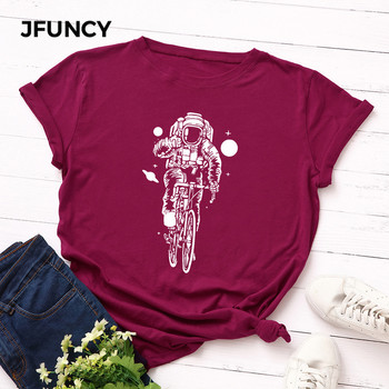 JFUNCY 100% βαμβακερό καλοκαιρινό μπλουζάκι Creative Astronaut print Γυναικείο μπλουζάκι κοντομάνικο γυναικείο μπλουζάκι γυναικείο μπλουζάκι