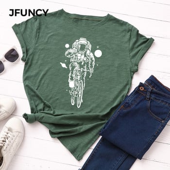 JFUNCY 100% βαμβακερό καλοκαιρινό μπλουζάκι Creative Astronaut print Γυναικείο μπλουζάκι κοντομάνικο γυναικείο μπλουζάκι γυναικείο μπλουζάκι