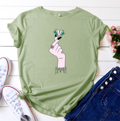 JFUNCY Tricou de vară pentru femei 5XL Tricou cu imprimeu la modă Tricou liber pentru femei 100% bumbac cu mânecă scurtă Tricou pentru damă Topuri