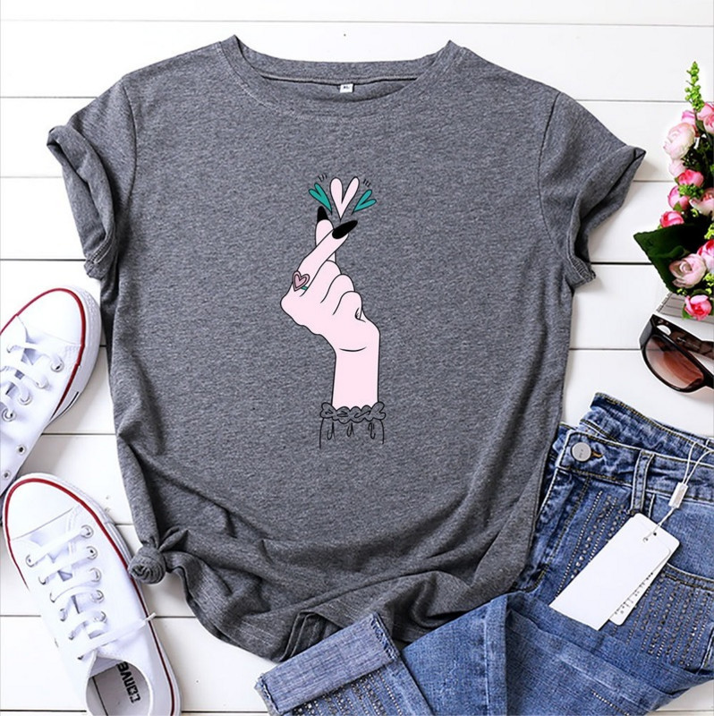 JFUNCY Tricou de vară pentru femei 5XL Tricou cu imprimeu la modă Tricou liber pentru femei 100% bumbac cu mânecă scurtă Tricou pentru damă Topuri