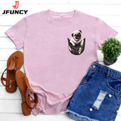 JFUNCY tricou supradimensionat pentru femei, vară 2022, tricou din bumbac, cu mânecă scurtă, îmbrăcăminte pentru femei, tricouri grafice pentru câini Harajuku