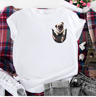 JFUNCY tricou supradimensionat pentru femei, vară 2022, tricou din bumbac, cu mânecă scurtă, îmbrăcăminte pentru femei, tricouri grafice pentru câini Harajuku