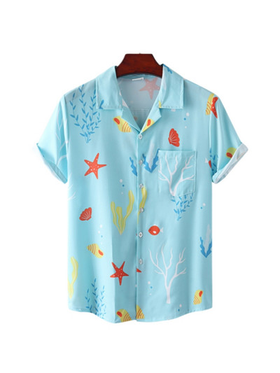 Cămașă hawaiană pentru bărbați, mânecă scurtă, imprimare 3D, anime, cu model de copac de cocos, haine pentru bărbați, topuri Harajuku, modă de vară