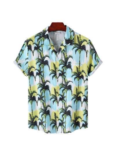 Cămașă hawaiană pentru bărbați, mânecă scurtă, imprimare 3D, anime, cu model de copac de cocos, haine pentru bărbați, topuri Harajuku, modă de vară