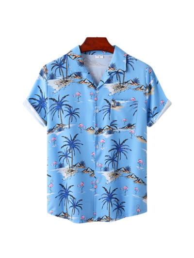 Cămașă hawaiană pentru bărbați, mânecă scurtă, imprimare 3D, anime, cu model de copac de cocos, haine pentru bărbați, topuri Harajuku, modă de vară