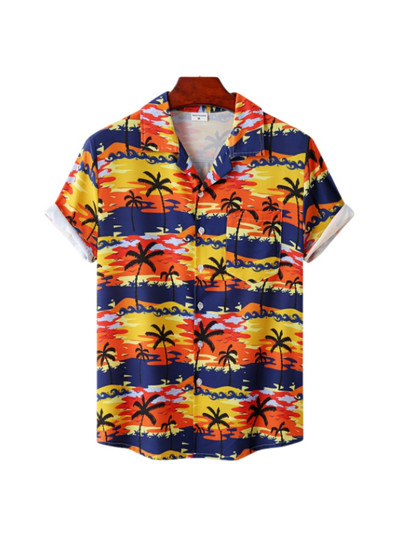 Cămașă hawaiană pentru bărbați, mânecă scurtă, imprimare 3D, anime, cu model de copac de cocos, haine pentru bărbați, topuri Harajuku, modă de vară