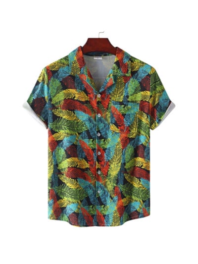 Cămașă hawaiană pentru bărbați, mânecă scurtă, imprimare 3D, anime, cu model de copac de cocos, haine pentru bărbați, topuri Harajuku, modă de vară