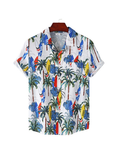 Cămașă hawaiană pentru bărbați, mânecă scurtă, imprimare 3D, anime, cu model de copac de cocos, haine pentru bărbați, topuri Harajuku, modă de vară