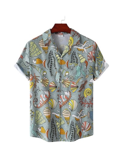 Cămașă hawaiană pentru bărbați, mânecă scurtă, imprimare 3D, anime, cu model de copac de cocos, haine pentru bărbați, topuri Harajuku, modă de vară