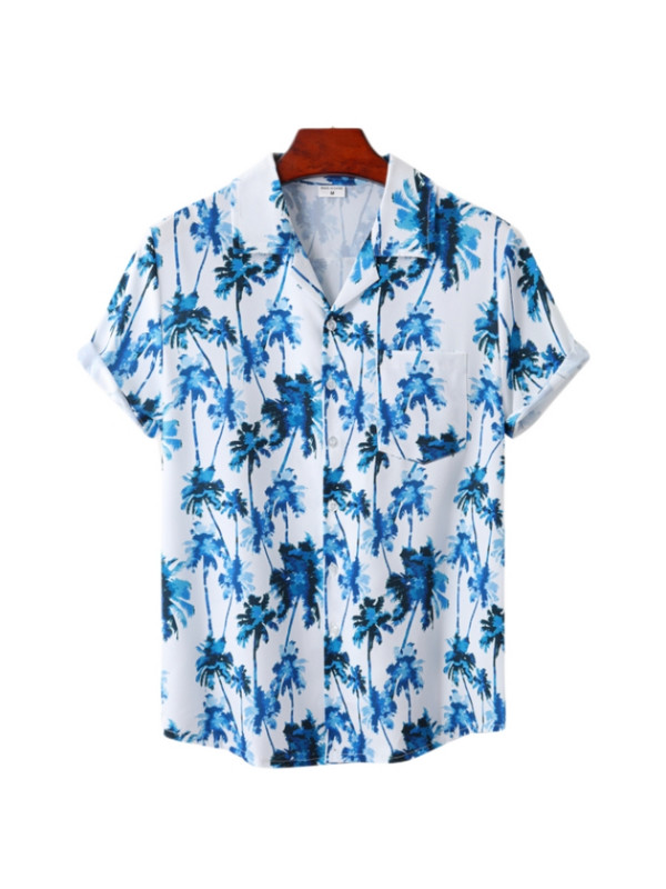 Cămașă hawaiană pentru bărbați, mânecă scurtă, imprimare 3D, anime, cu model de copac de cocos, haine pentru bărbați, topuri Harajuku, modă de vară