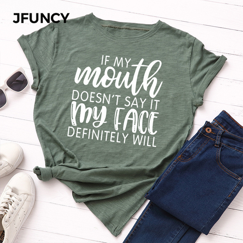 JFUNCY Ženska majica kratkih rukava Nove majice s printom Ženske pamučne majice kratkih rukava Ženske ljetne majice