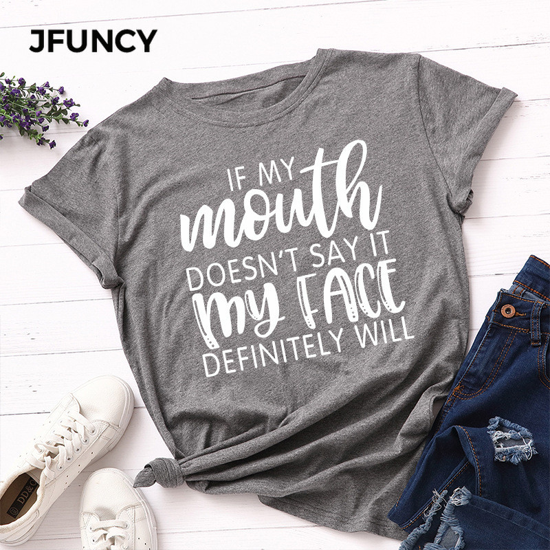 JFUNCY Ženska majica kratkih rukava Nove majice s printom Ženske pamučne majice kratkih rukava Ženske ljetne majice