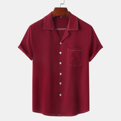 2023-as nyári férfi rövid ujjú hawaii stílusú 3D nyomtatott egyszínű, egysoros alkalmi laza stranding