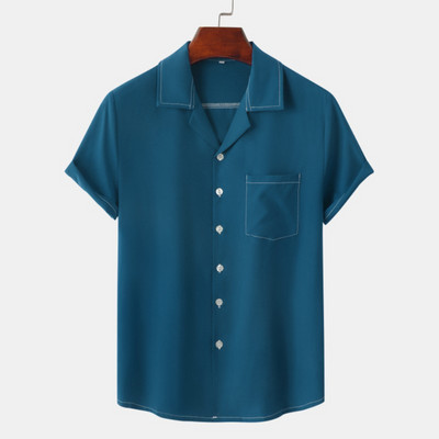 2023-as nyári férfi rövid ujjú hawaii stílusú 3D nyomtatott egyszínű, egysoros alkalmi laza stranding