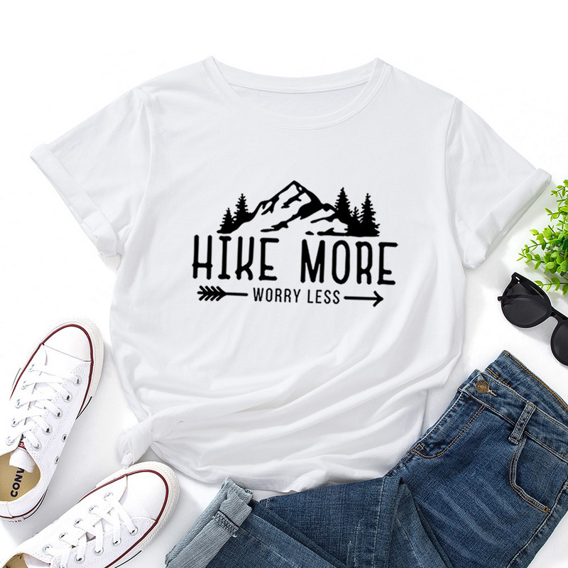 JFUNCY sieviešu T-krekli Vasaras grafisks T-krekls ar īsām piedurknēm Sieviešu ikdienas kempinga krekls Unisex kokvilnas krekli