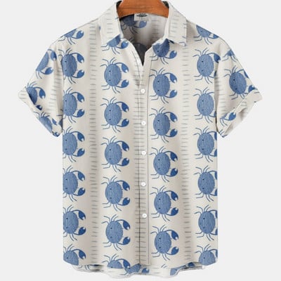 Cămașă scurtă cu mânecă hawaiană supradimensionată pentru bărbați, cu model de desene animate, colorate, cu flori, viking, îmbrăcăminte de lux