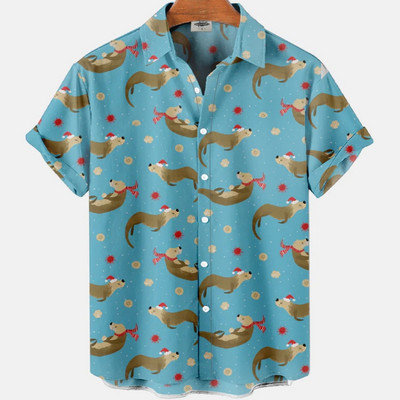 Cămașă scurtă cu mânecă hawaiană supradimensionată pentru bărbați, cu model de desene animate, colorate, cu flori, viking, îmbrăcăminte de lux