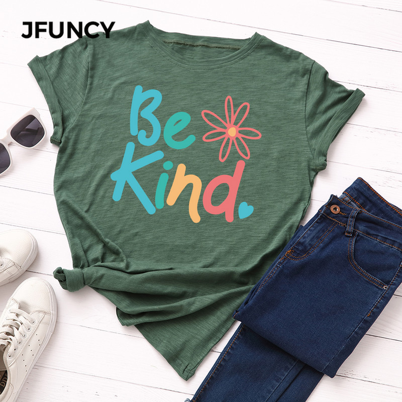 JFUNCY S-5XL Női pólók Női rövid ujjú pólók Színes mintás női alkalmi póló 2020 nyári pamut póló